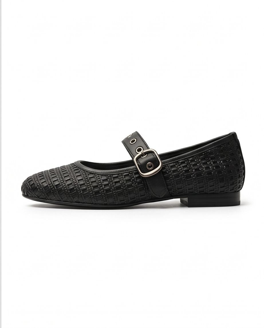 Ballerines Mary Jane en cuir tressé